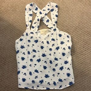 Sezane hermione top in blue/white floral